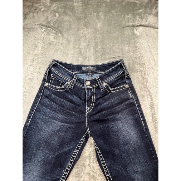 Silver Jeans Suki High Capri Womens W25 L24.5 Dark Wash Denim Preppy - Picture 9 of 13